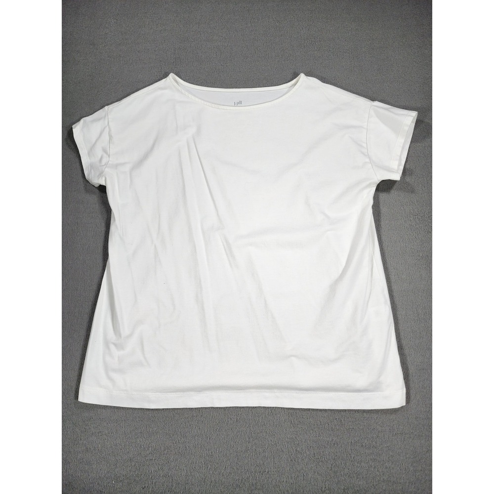 J Jill Supima Short Sleeve Tee Size Small White Minimalist Soft Casual Everyday